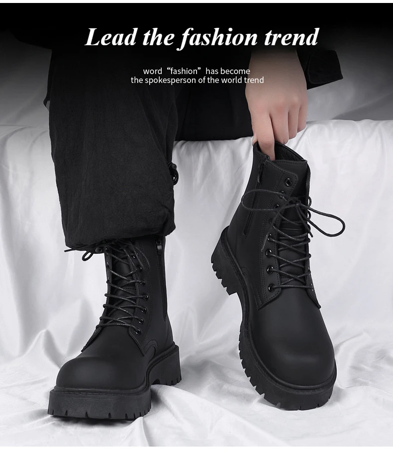 Botas de cuero negro para hombre, plataforma alta con cordones, botas | Zapatos y calzado · Omeda.es - Imagen 8