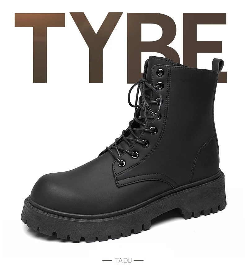 Botas de cuero negro para hombre, plataforma alta con cordones, botas | Zapatos y calzado · Omeda.es - Imagen 9