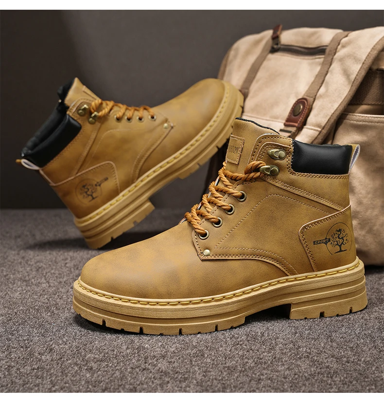 Botas de moda para hombre, zapatos de cuero con plataforma cómodos de | Zapatos y calzado · Omeda.es - Imagen 10