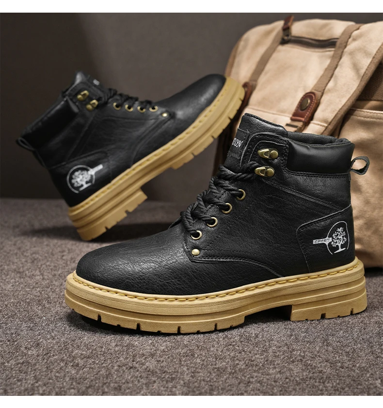 Botas de moda para hombre, zapatos de cuero con plataforma cómodos de | Zapatos y calzado · Omeda.es - Imagen 11