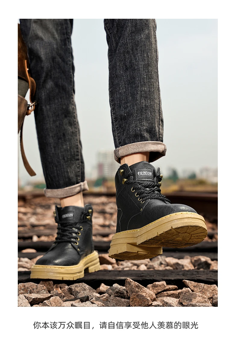 Botas de moda para hombre, zapatos de cuero con plataforma cómodos de | Zapatos y calzado · Omeda.es - Imagen 15