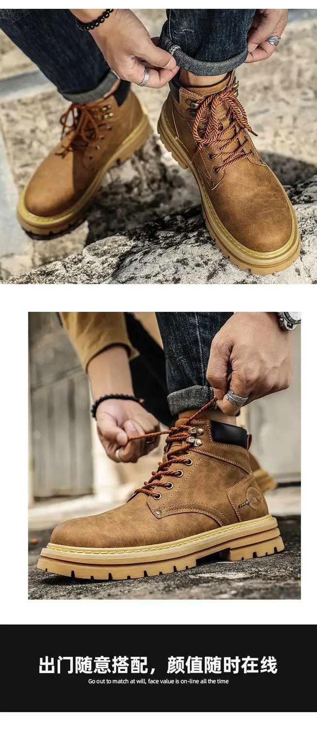 Botas de moda para hombre, zapatos de cuero con plataforma cómodos de | Zapatos y calzado · Omeda.es - Imagen 16