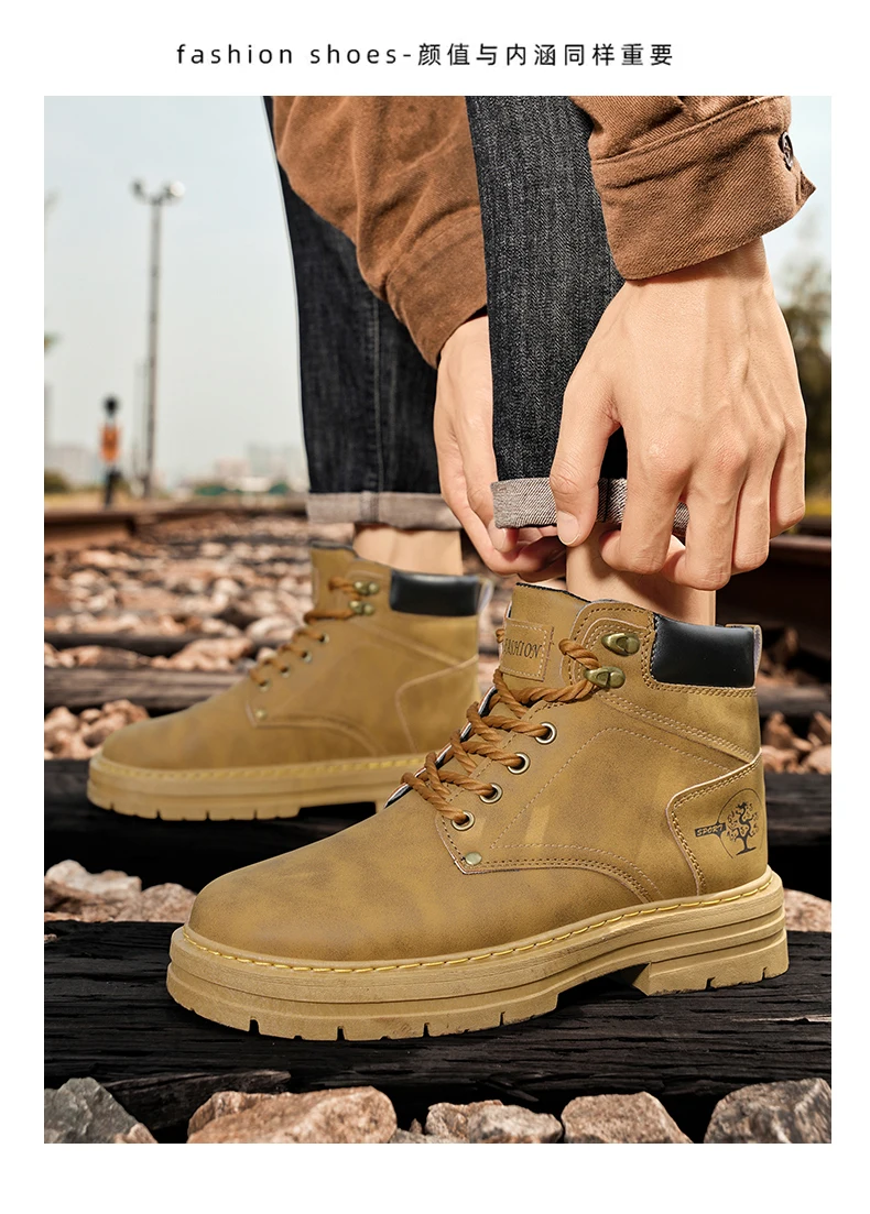 Botas de moda para hombre, zapatos de cuero con plataforma cómodos de | Zapatos y calzado · Omeda.es - Imagen 17