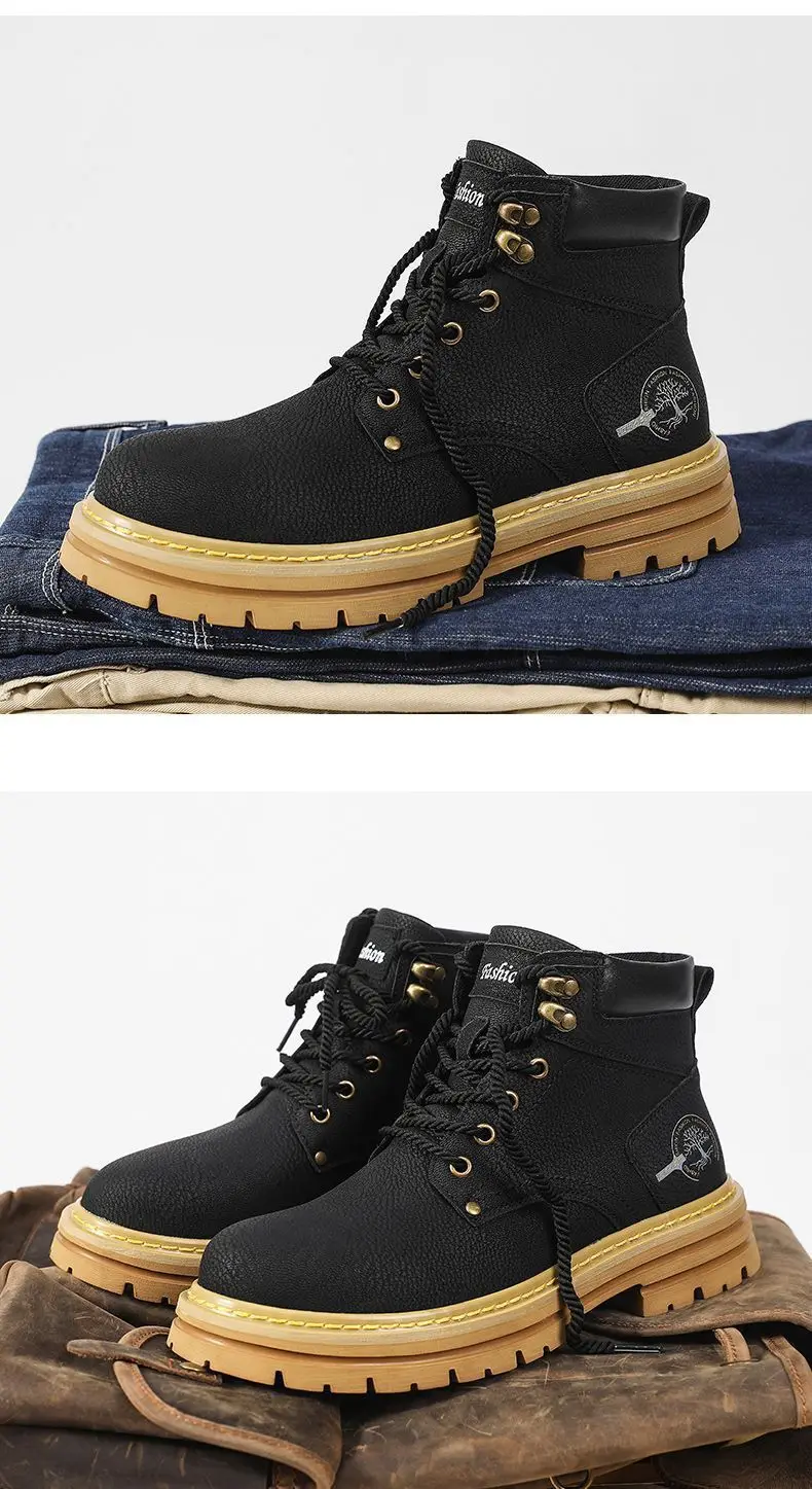 Botas de moda para hombre, zapatos de cuero con plataforma cómodos de | Zapatos y calzado · Omeda.es - Imagen 17