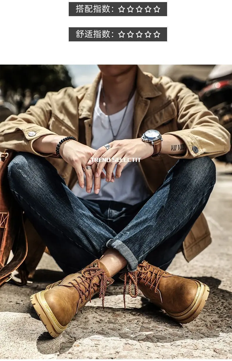 Botas de moda para hombre, zapatos de cuero con plataforma cómodos de | Zapatos y calzado · Omeda.es - Imagen 5