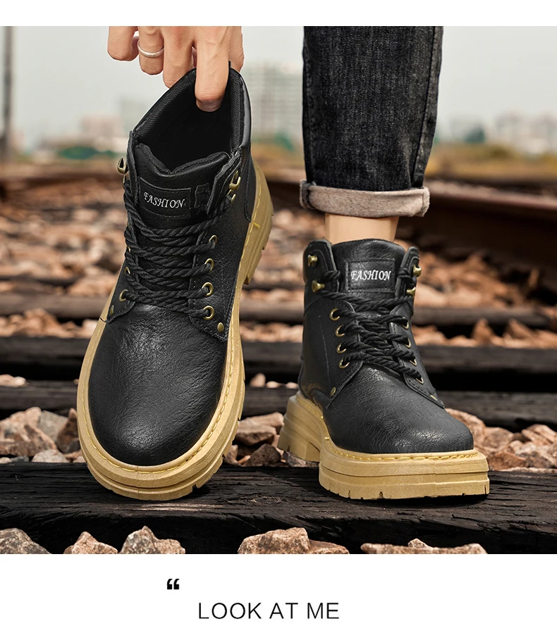 Botas de moda para hombre, zapatos de cuero con plataforma cómodos de | Zapatos y calzado · Omeda.es - Imagen 6