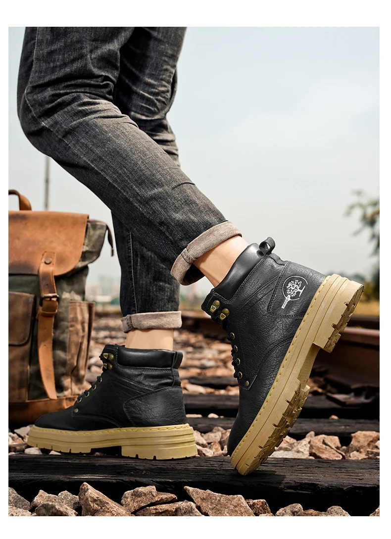 Botas de moda para hombre, zapatos de cuero con plataforma cómodos de | Zapatos y calzado · Omeda.es - Imagen 7