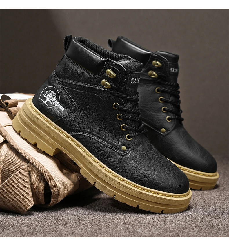 Botas de moda para hombre, zapatos de cuero con plataforma cómodos de | Zapatos y calzado · Omeda.es - Imagen 9