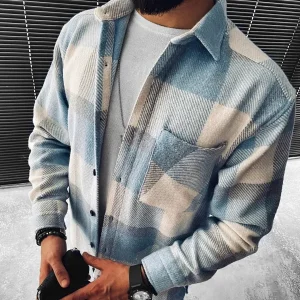 Camisa a cuadros para hombre, Top con solapa y botones de manga larga | Ropa de hombre · Omeda.es