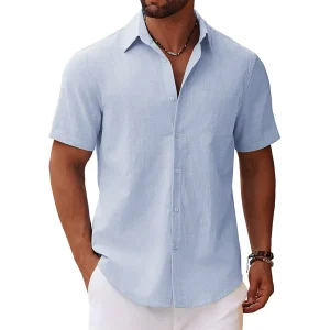 Camisa de lino y algodón para hombre, camisas informales de estilo | Ropa de hombre · Omeda.es