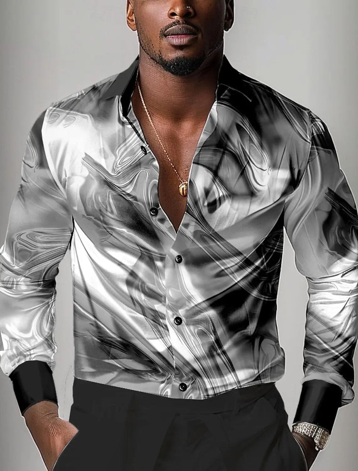 Camisa de manga larga para hombre, camisa informal de moda con | Ropa de hombre · Omeda.es