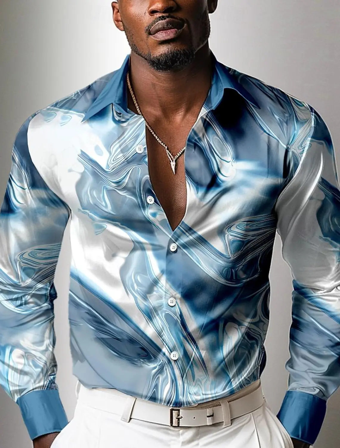 Camisa de manga larga para hombre, camisa informal de moda con | Ropa de hombre · Omeda.es - Imagen 8