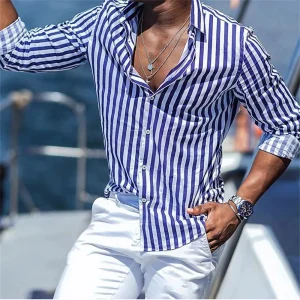 Camisa de manga larga para hombre, camisa a rayas, moda informal, | Ropa de hombre · Omeda.es