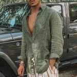 Camisa de manga larga para hombre Cárdigan inverso Playa Color sólido | Ropa de hombre · Omeda.es