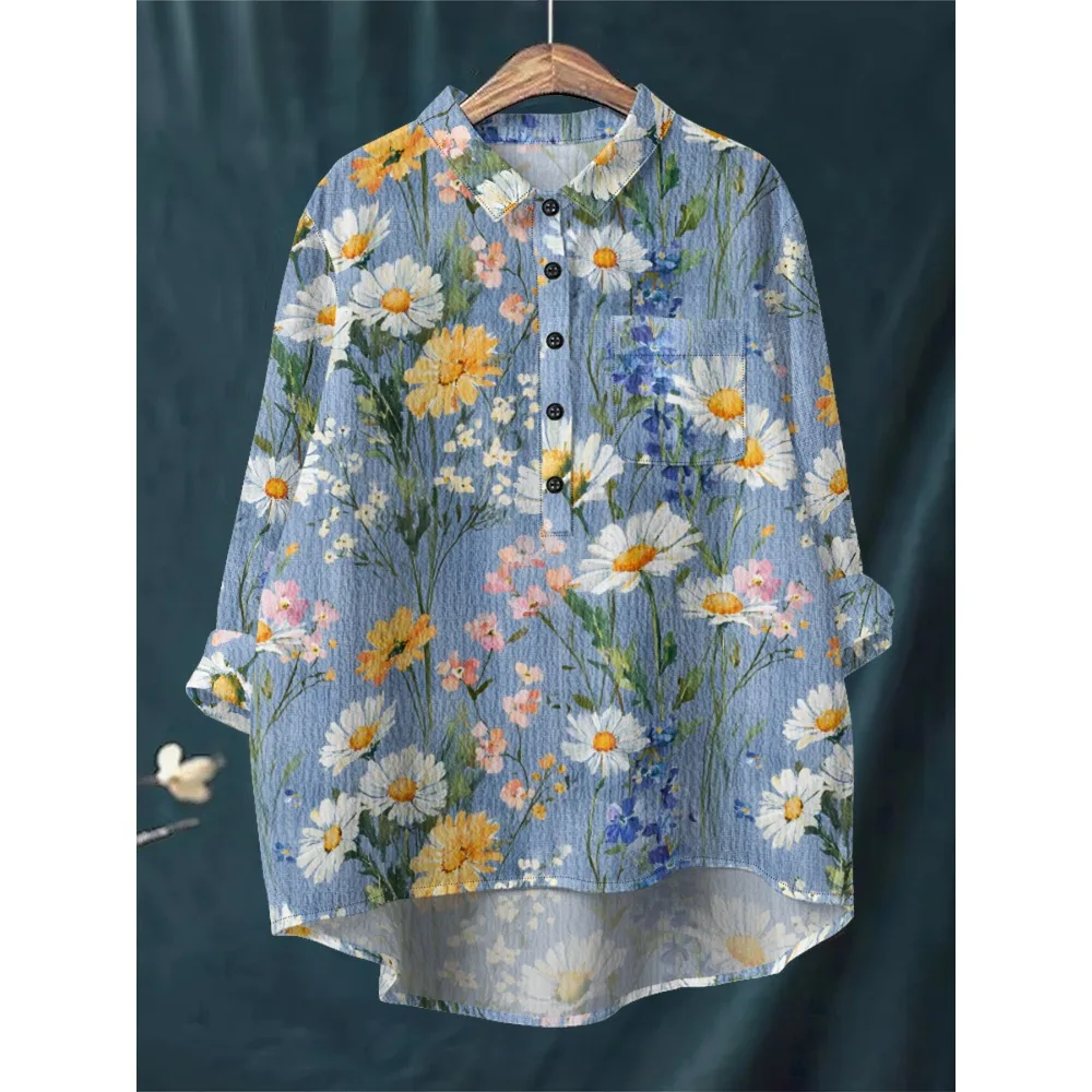 Camisa de mujer con bolsillo en el pecho Blusa de manga larga de | Ropa de mujer · Omeda.es - Imagen 14