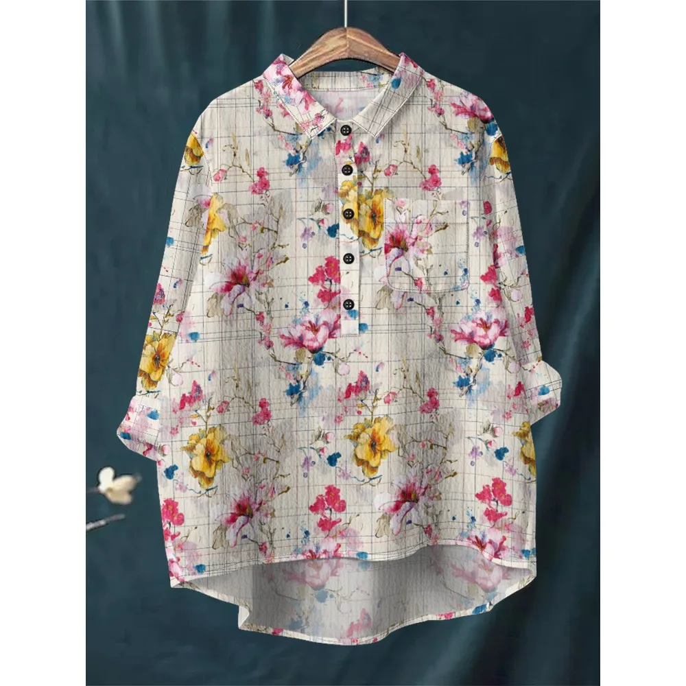 Camisa de mujer con bolsillo en el pecho Blusa de manga larga de | Ropa de mujer · Omeda.es - Imagen 5