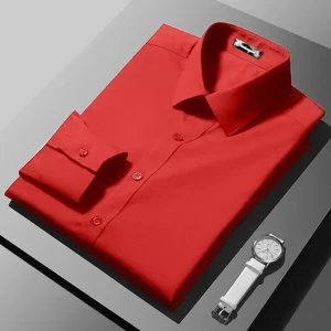 Camisa roja de manga larga para hombre, traje de negocios ajustado, | Ropa de hombre · Omeda.es