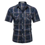 Camisa con solapa para hombre, camisa de manga corta con estampado a | Ropa de hombre · Omeda.es
