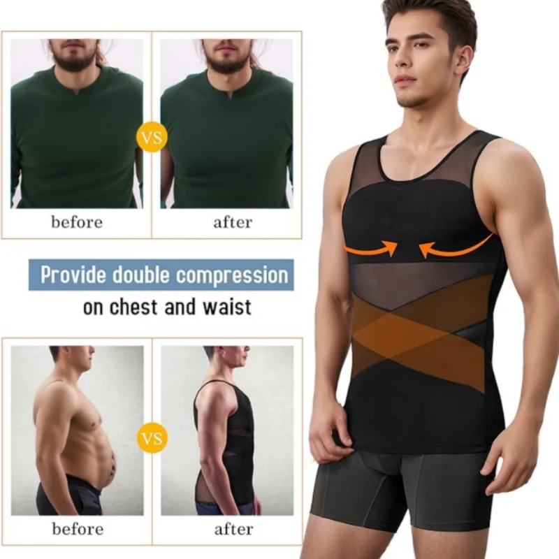 Camisas de compresión para hombres, ropa moldeadora de pecho, Control | Ropa de hombre · Omeda.es - Imagen 7