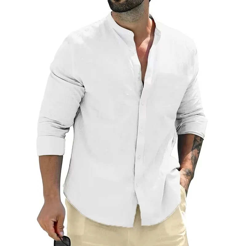 Camisas de manga larga de algodón para hombre, camisa informal con | Ropa de hombre · Omeda.es - Imagen 5