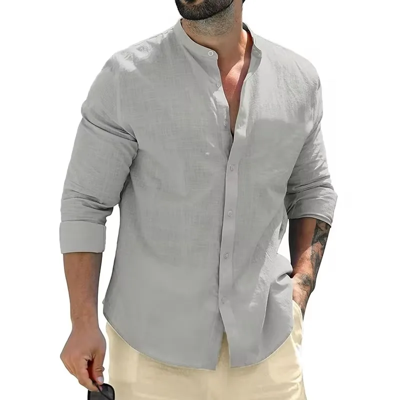 Camisas de manga larga de algodón para hombre, camisa informal con | Ropa de hombre · Omeda.es - Imagen 7
