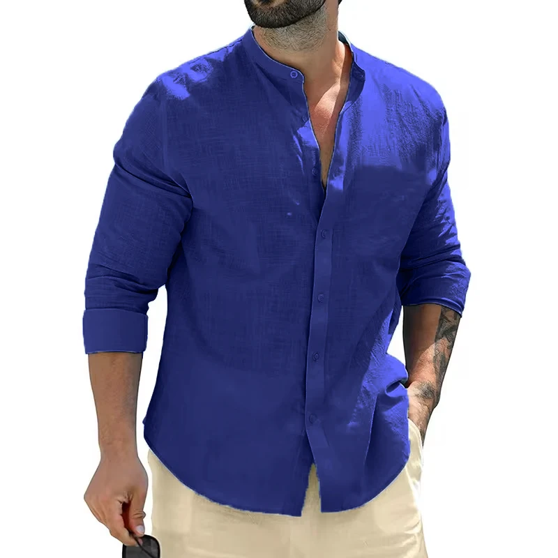 Camisas de manga larga de algodón para hombre, camisa informal con | Ropa de hombre · Omeda.es - Imagen 8