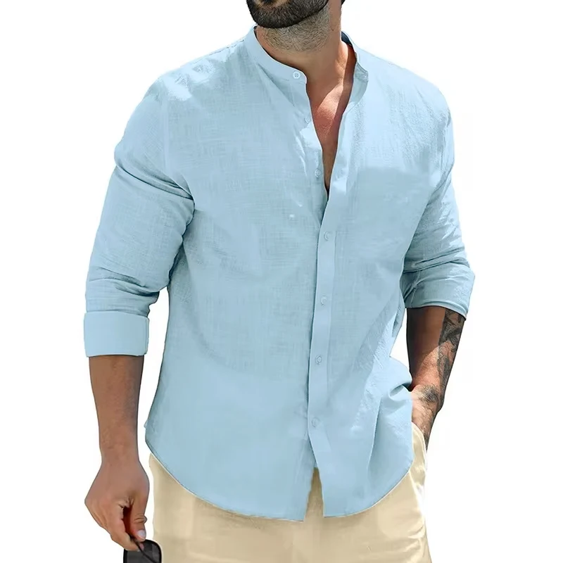 Camisas de manga larga de algodón para hombre, camisa informal con | Ropa de hombre · Omeda.es - Imagen 9