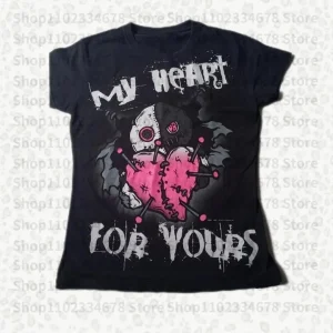 Camiseta corta con estampado gráfico ajustado para mujer, ropa de | Ropa de mujer · Omeda.es