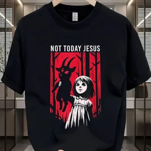 Camiseta gráfica gótica para hombre - "No hoy Jesús" con estampado | Ropa de hombre · Omeda.es