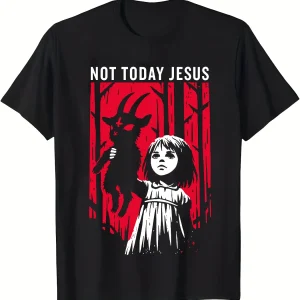 Camiseta gráfica gótica para hombre - "No hoy Jesús" con estampado | Ropa de hombre · Omeda.es