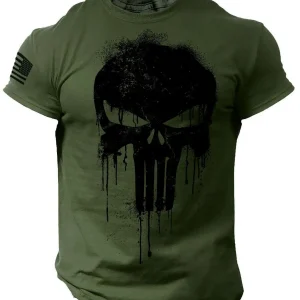 Camiseta para hombre con estampado 3D de calavera patriótica militar, | Ropa de hombre · Omeda.es