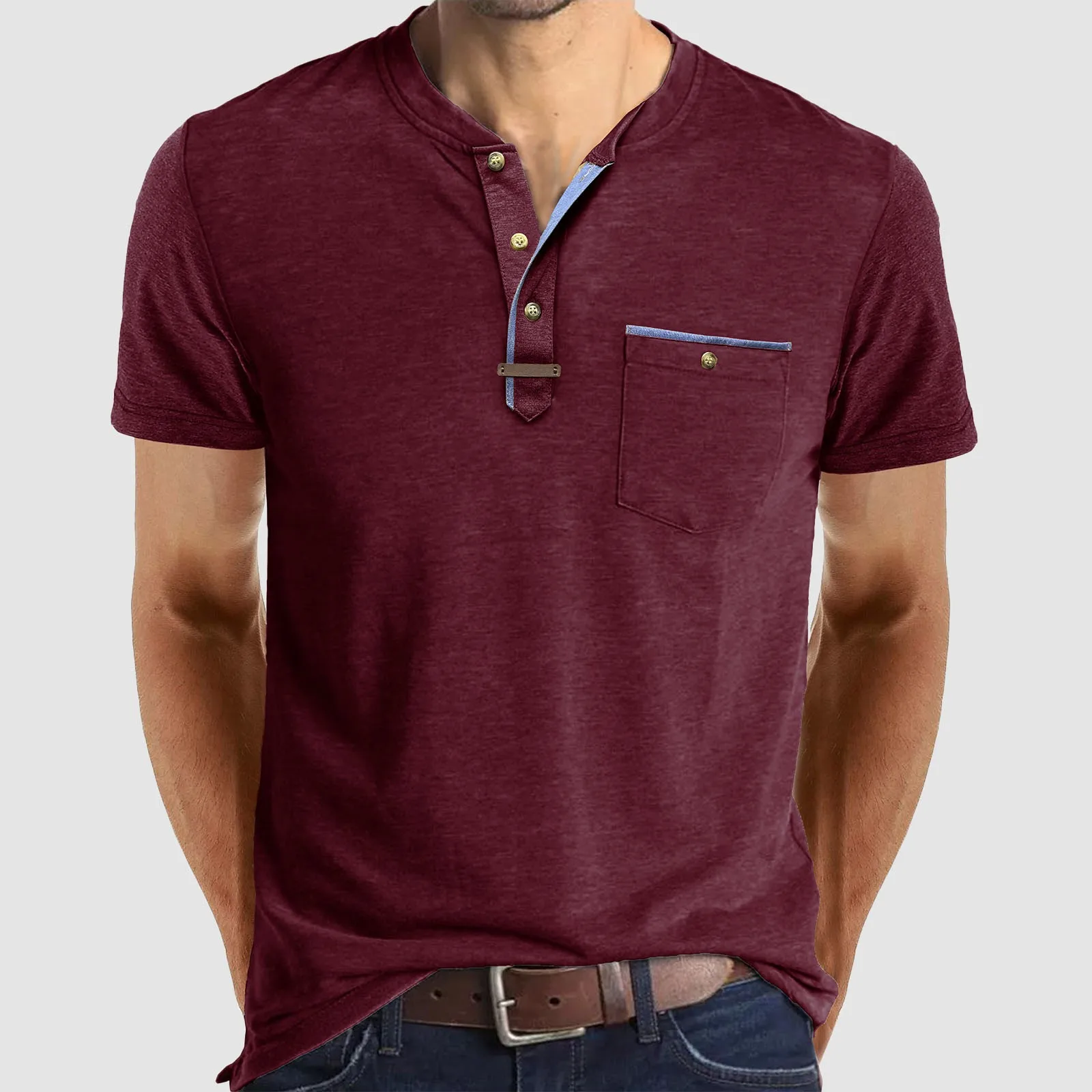Camiseta de manga corta para hombre, camisa informal con cuello | Ropa de hombre · Omeda.es - Imagen 12