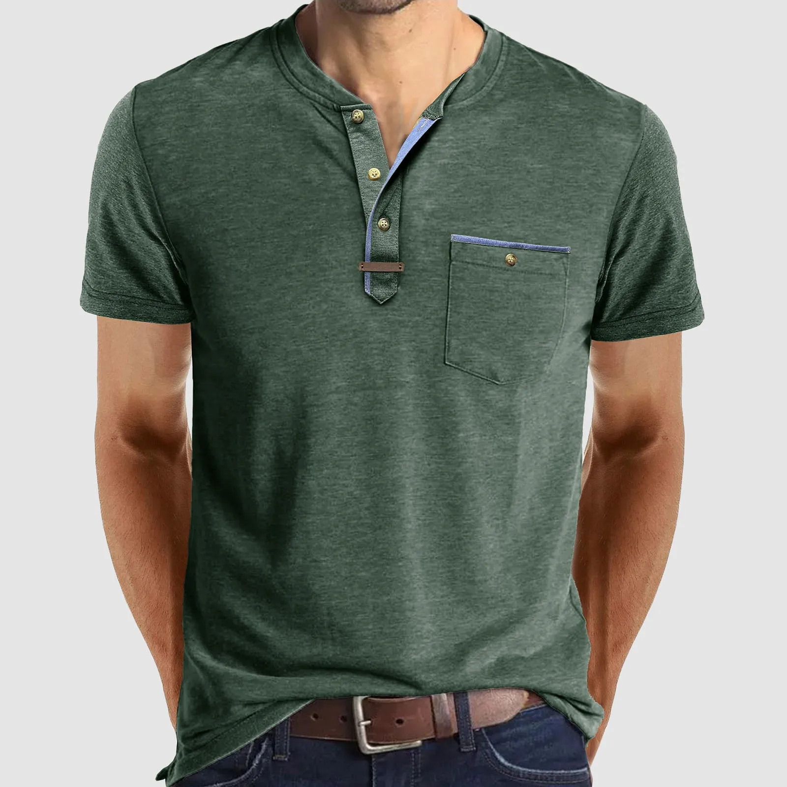 Camiseta de manga corta para hombre, camisa informal con cuello | Ropa de hombre · Omeda.es - Imagen 13