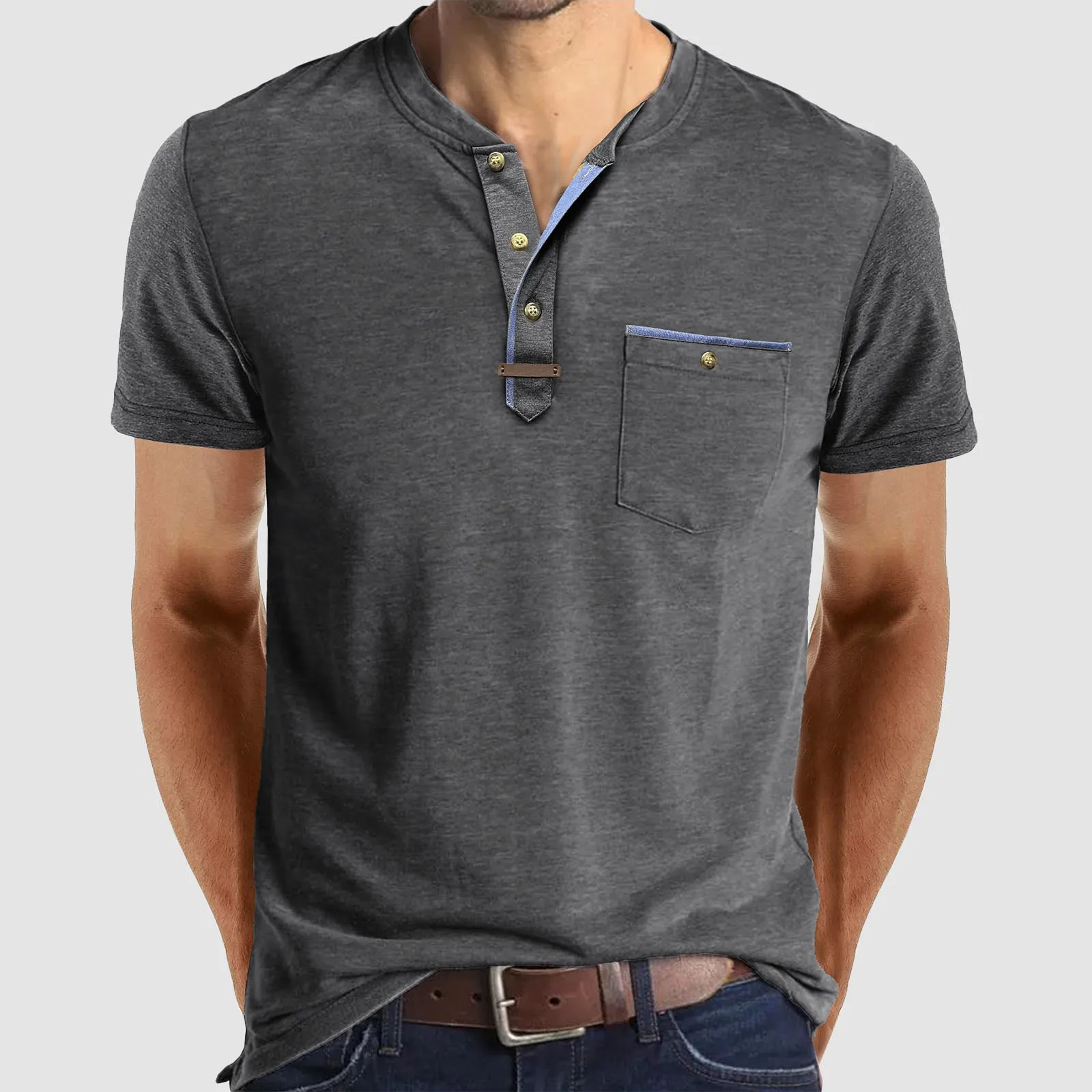 Camiseta de manga corta para hombre, camisa informal con cuello | Ropa de hombre · Omeda.es - Imagen 14