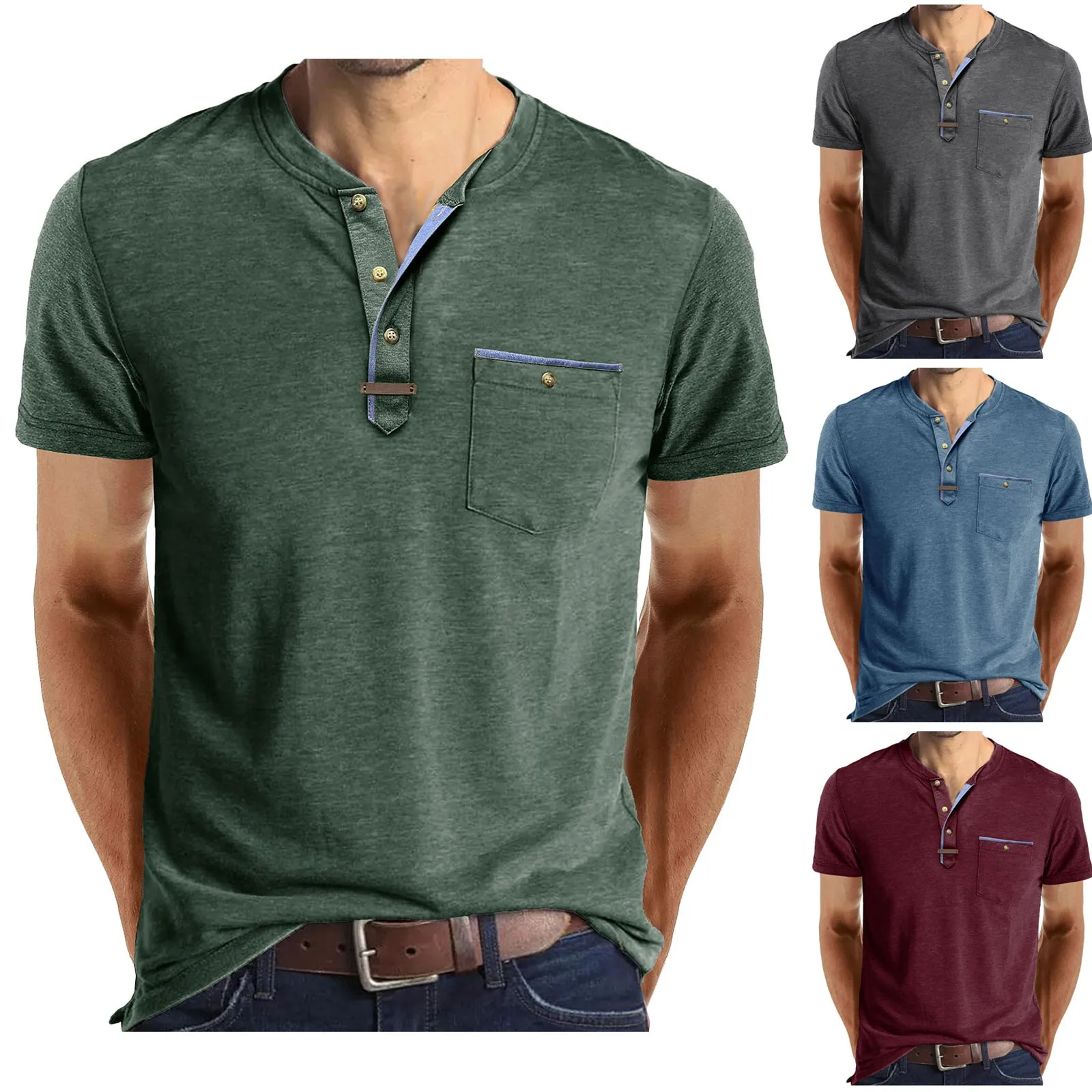 Camiseta de manga corta para hombre, camisa informal con cuello | Ropa de hombre · Omeda.es - Imagen 2