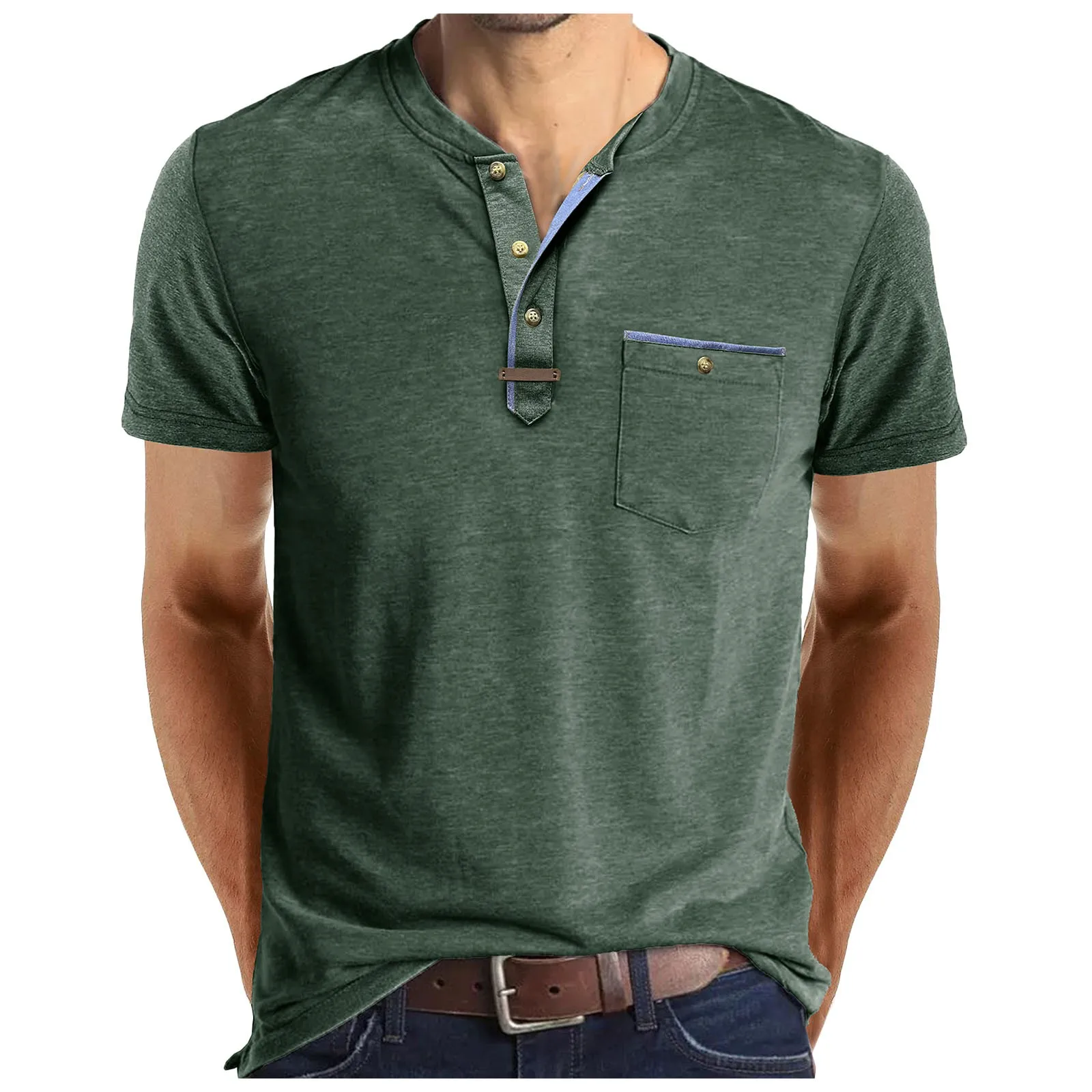 Camiseta de manga corta para hombre, camisa informal con cuello | Ropa de hombre · Omeda.es - Imagen 4