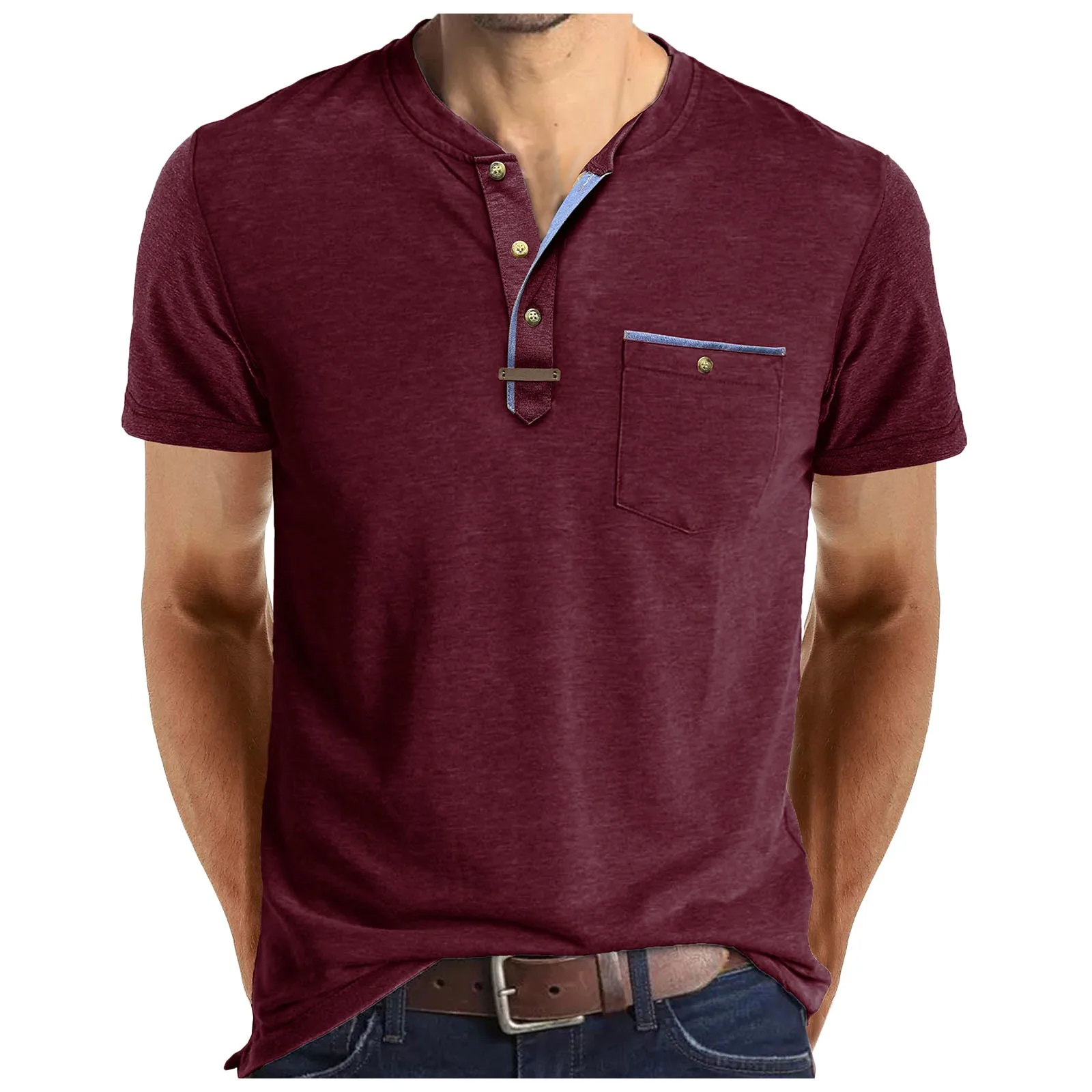 Camiseta de manga corta para hombre, camisa informal con cuello | Ropa de hombre · Omeda.es - Imagen 5