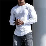 Camiseta de manga larga para hombre, Color puro, ajustada, informal, | Ropa de hombre · Omeda.es