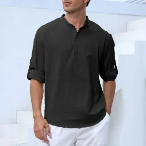 Camiseta de manga larga para hombre estilo de vacaciones algodón Lino | Ropa de hombre · Omeda.es