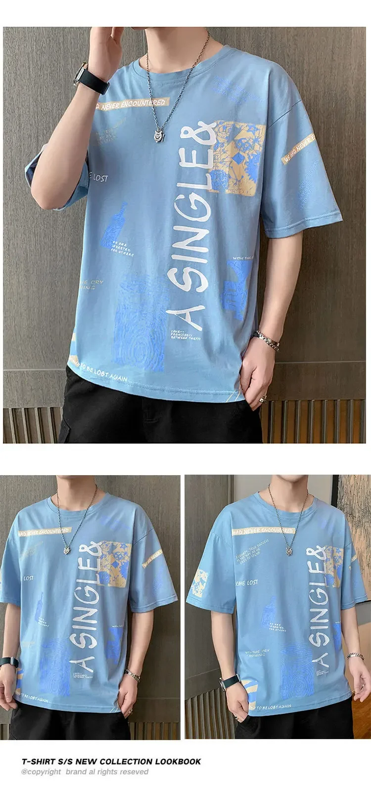 Camiseta de moda para hombre, camisa de cuello redondo, ropa de | Ropa de hombre · Omeda.es - Imagen 4