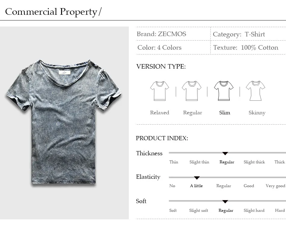 Camiseta de moda urbana para hombre, Camisa ajustada con cuello en V, | Ropa de hombre · Omeda.es - Imagen 2