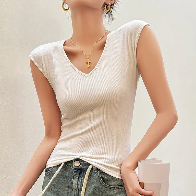 Camiseta para mujer 2025, novedad de verano, cuello en V, hombros | Ropa de mujer · Omeda.es - Imagen 2