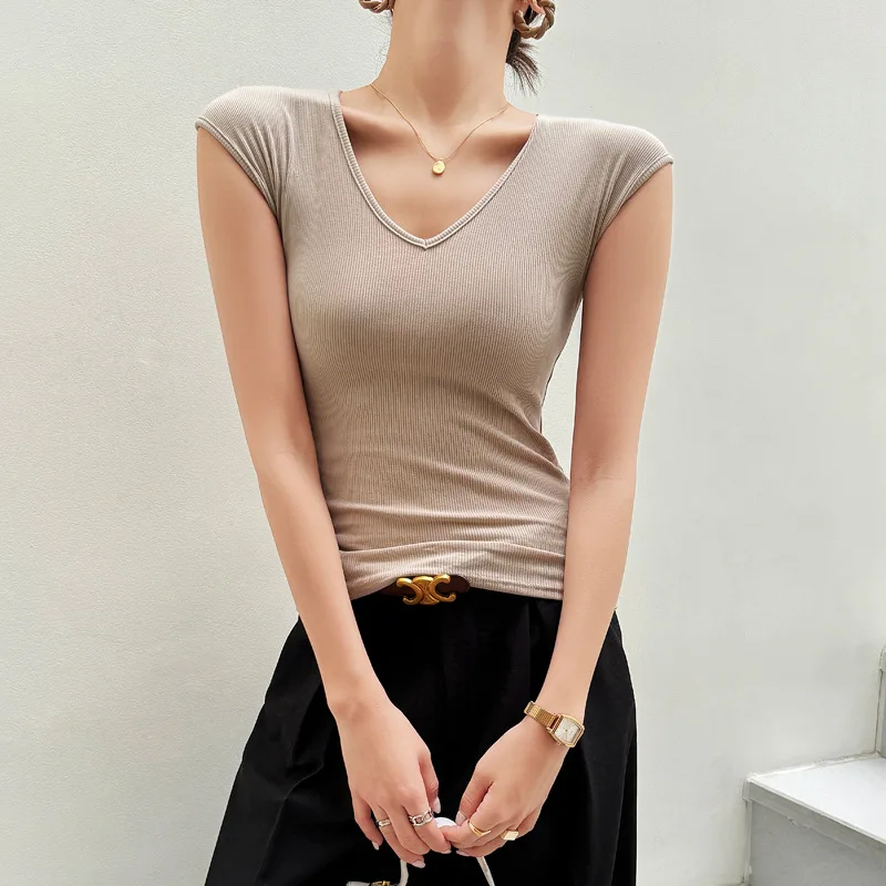 Camiseta para mujer 2025, novedad de verano, cuello en V, hombros | Ropa de mujer · Omeda.es - Imagen 9