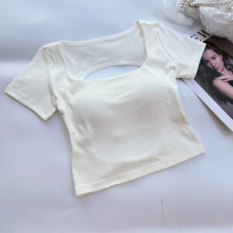 Camiseta para mujer, ropa con escote cuadrado, top corto de manga | Ropa de mujer · Omeda.es - Imagen 10