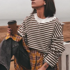 Camiseta a rayas para mujer 95% algodón de gran tamaño blanco y negro | Ropa de mujer · Omeda.es