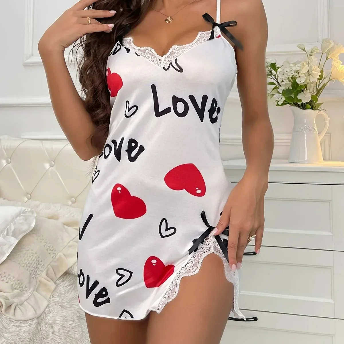 Camisón de dormir para mujer, lencería Sexy con estampado de amor, | Ropa de mujer · Omeda.es - Imagen 6