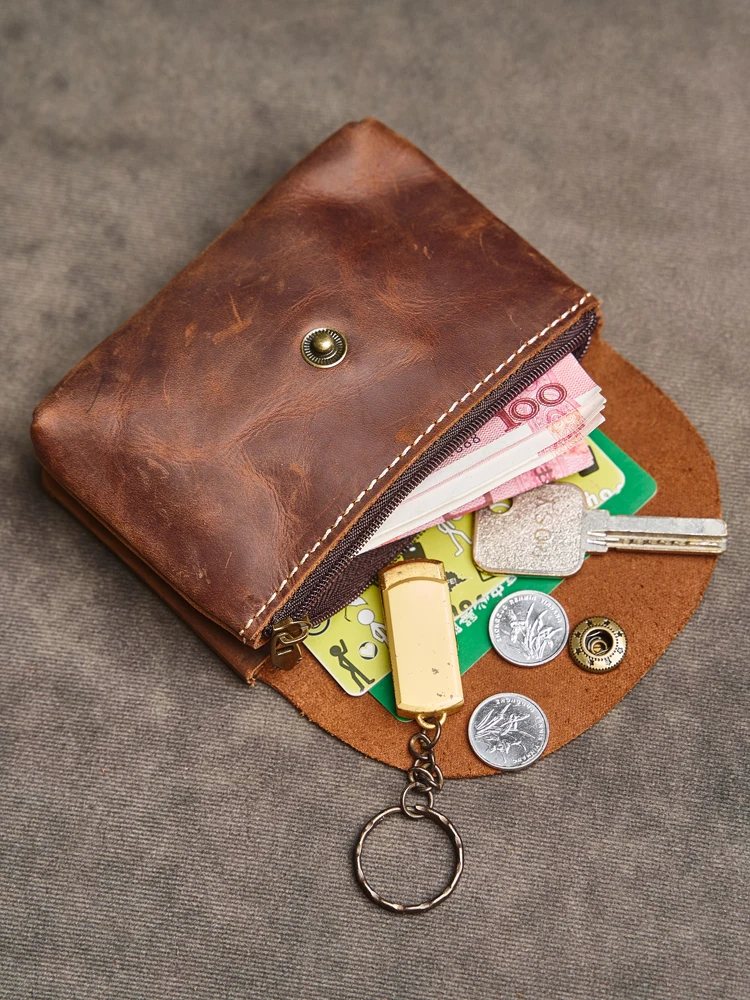 Cartera de cuero genuino con doble cremallera para hombre y mujer, | Accesorios de moda · Omeda.es - Imagen 11