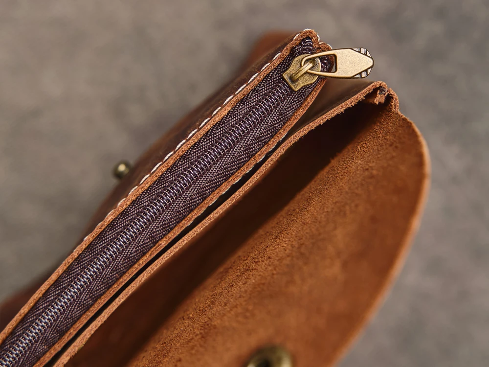 Cartera de cuero genuino con doble cremallera para hombre y mujer, | Accesorios de moda · Omeda.es - Imagen 15