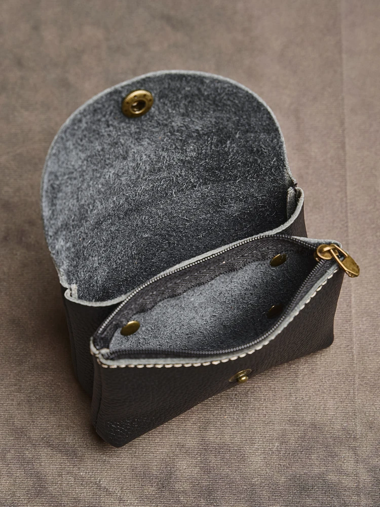 Cartera de cuero genuino con doble cremallera para hombre y mujer, | Accesorios de moda · Omeda.es - Imagen 18