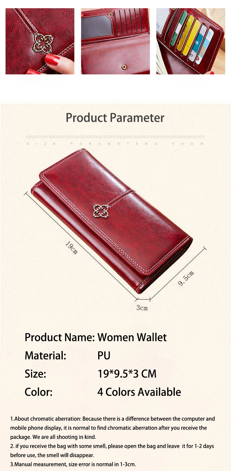 Cartera de cuero para mujer, billetera larga de lujo, a la moda, | Accesorios de moda · Omeda.es - Imagen 3